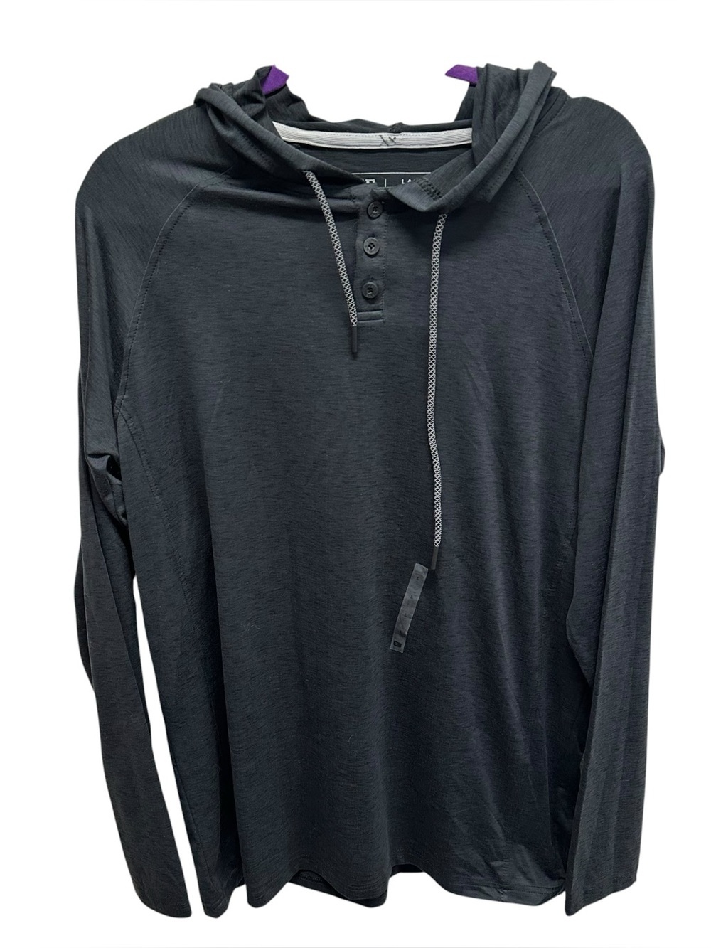 BKE men’s activewear shirt long sleeve with hood gray size large